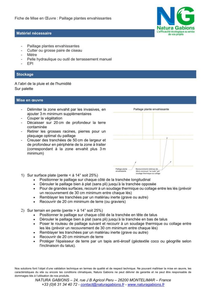 Fiche de Mise en oeuvre Paillage plantes envahissantes Natura Gabions