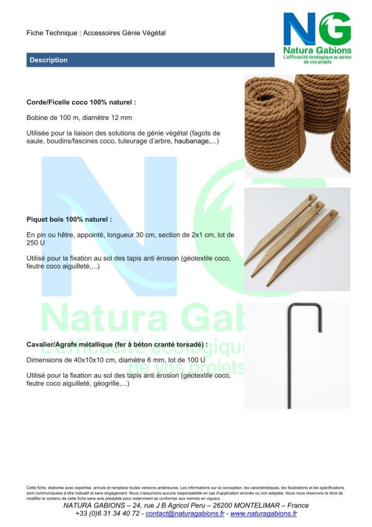 fiche technique accessoires genie vegetal ecologique