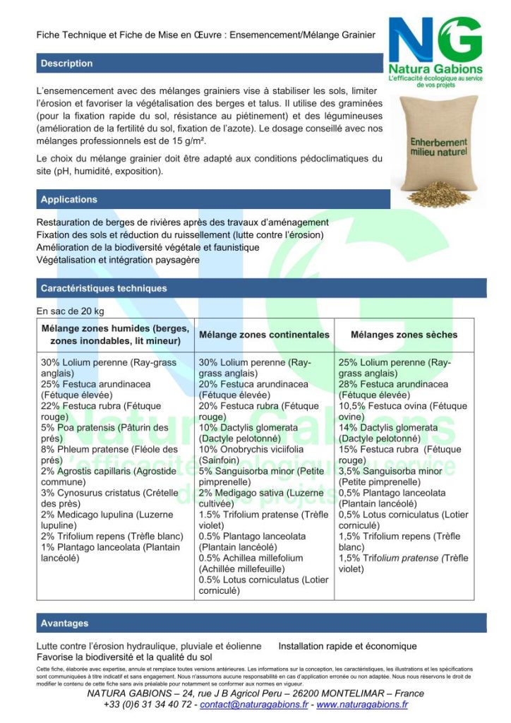 fiche technique et mise en œuvre ensemencement melange grainier