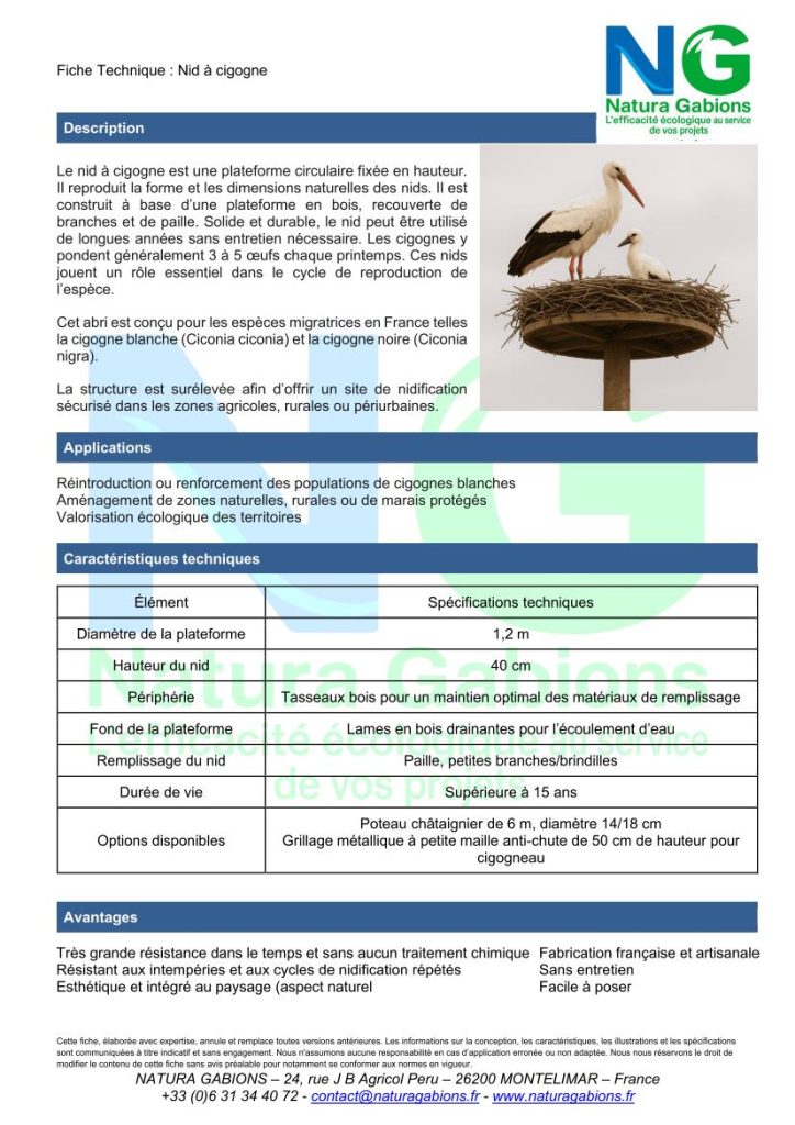 fiche technique nid à cigogne