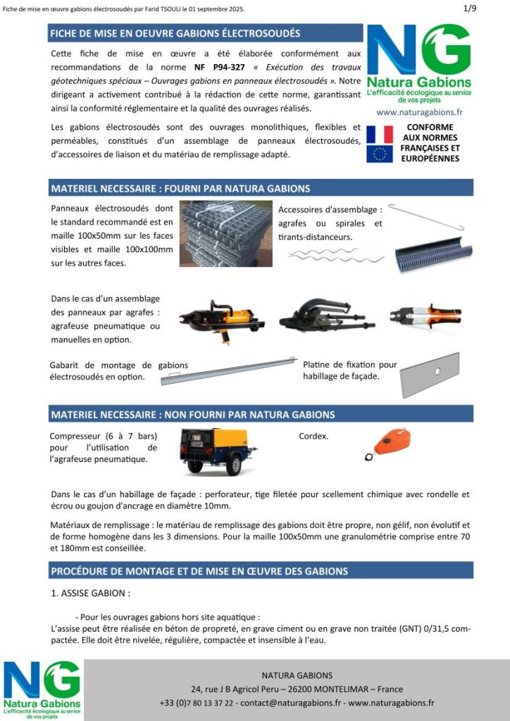 fiche mise en oeuvre gabions-electrosoudes Natura Gabions
